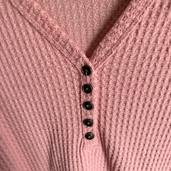 Pink waffle knit long sleeve - Picture 2 of 4
